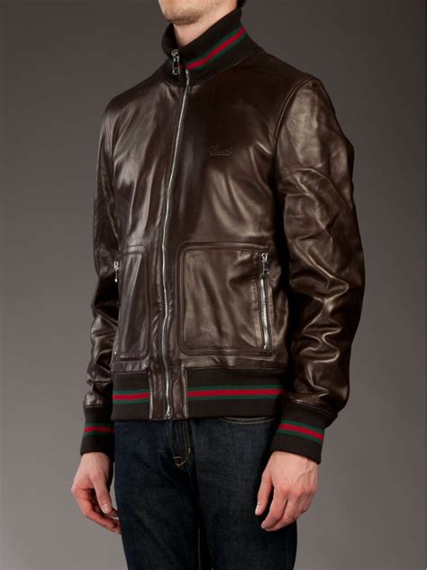 gucci leather jacket man|gucci gg print jacket men's.